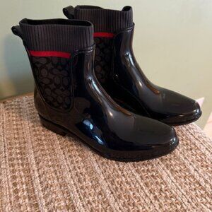 Coach Rain Boots Rubber Black Style G5255 Women's Size 9B